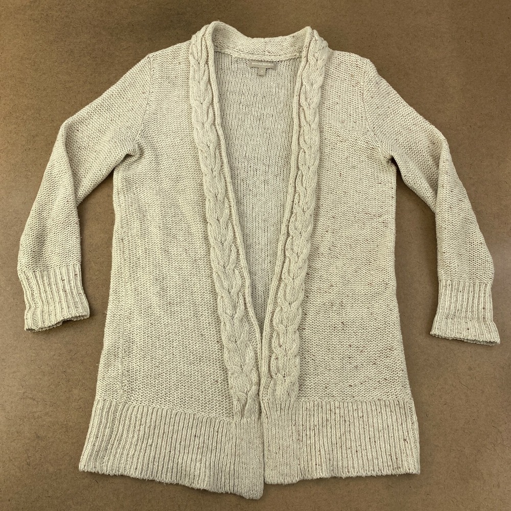 Banana Republic Women's Size Medium Oatmeal‎ Cable-Knit Long Cardigan Sweater